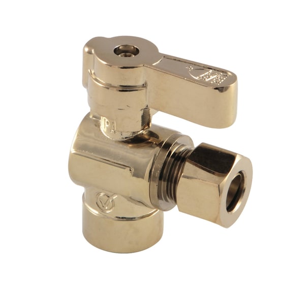 Kingston Brass KF4320PB 1/2" Sweat x 3/8" OD Comp Angle Stop Valve, Polished Brass KF4320PB - main